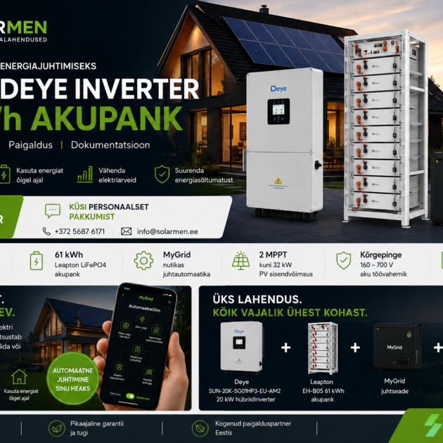 Deye 20 kW + 61 kWh akupank + MyGrid – täislahendus